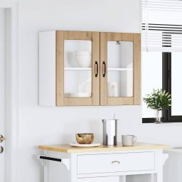 vidaXL Keukenbovenkast met glazen deur bewerkt hout artisanaal eiken
