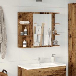 vidaXL Badkamerspiegelkast 80x20,5x64 cm bewerkt hout oud houtkleurig