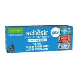 Schesir Complete Voeding filet in gelei 6 x 85 g in blikjes - Mixpaket (3 Soorten)