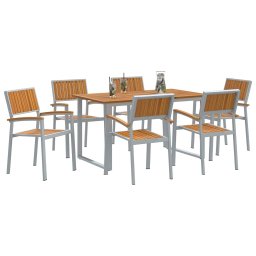 vidaXL Tuin eettafelset 7 st Grijs Massief Acaciahout