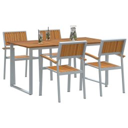 vidaXL Tuin eettafelset 5 st Grijs Massief Acaciahout
