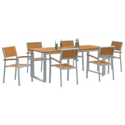 vidaXL Tuin eettafelset 7 st Grijs Massief Acaciahout