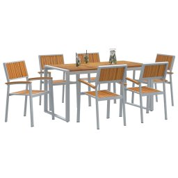 vidaXL Tuin eettafelset 7 st Grijs Massief Acaciahout