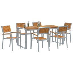 vidaXL Tuin eettafelset 7 st Grijs Massief Acaciahout