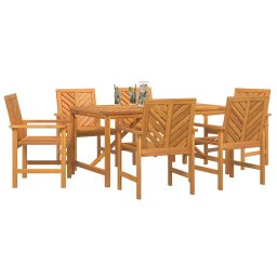 vidaXL Tuin eettafelset 7 st Bruin 150 x 90 x 74 cm Massief Acaciahout
