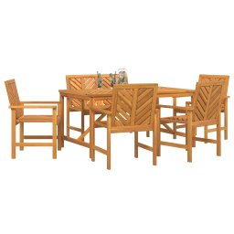vidaXL Tuin eettafelset 6 st Bruin 150 x 90 x 74 cm Massief Acaciahout