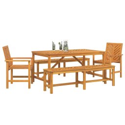 vidaXL Tuin eettafelset 5 st Bruin 150 x 90 x 74 cm Massief Acaciahout