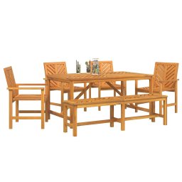 vidaXL Tuin eettafelset 6 st Bruin 150 x 90 x 74 cm Massief Acaciahout