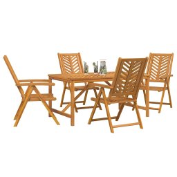 vidaXL Tuin eettafelset 5 st Bruin 150 x 90 x 74 cm Massief Acaciahout