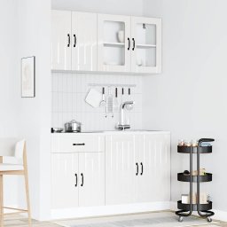 vidaXL 4-delige Keukenkastenset Lucca bewerkt hout glanzend wit