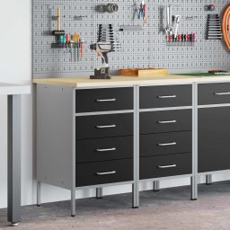 vidaXL Werk kast met lade 2 st Zwart en Grijs 100 x 55 x 85 cm