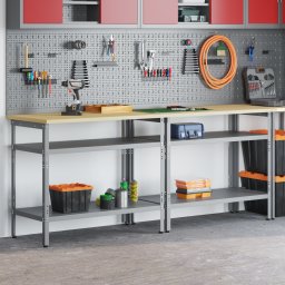 vidaXL Werkbankset 2 st Beige en Grijs Gepoedercoat staal