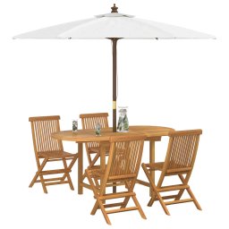 vidaXL Tuin eettafelset 5 st Bruin Massief Teakhout