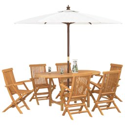 vidaXL Tuin eettafelset 7 st Bruin 160 x 80 x 75 cm Massief Teakhout