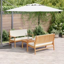 vidaXL Tuinbankenset 3 st 4-Aantal zitplaatsen Bruin