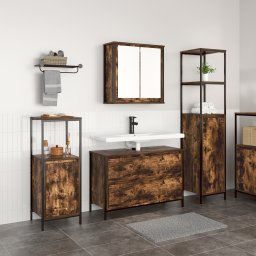 vidaXL Badkamermeubelset 3 st Gerookt eiken 90 x 34,5 x 60 cm