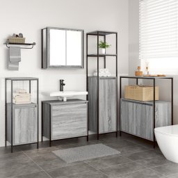 vidaXL Badkamermeubelset 5 st Grijs 36 x 35 x 165 cm Bewerkt hout