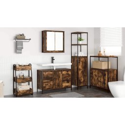 vidaXL Badkamermeubelset 2 st Gerookt Eiken en Zwart 36 x 35 x 165 cm