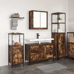 vidaXL Badkamermeubelset 3 st Gerookt Eiken en Zwart 36 x 35 x 165 cm