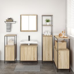 vidaXL Badkamermeubelset 5 st Sonoma Eiken en Zwart 36 x 35 x 165 cm