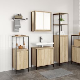 vidaXL Badkamermeubelset 3 st Sonoma Eiken en Zwart 36 x 35 x 165 cm