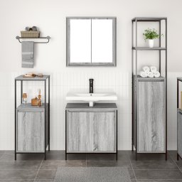 vidaXL Badkamermeubelset 3 st Grijs Sonoma en Zwart 36 x 35 x 165 cm