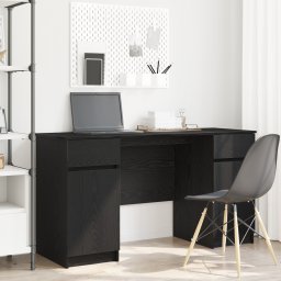 vidaXL Bureau Zwart eiken Bewerkt hout 140 x 49 x 76 cm