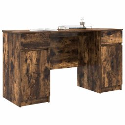 vidaXL Bureau Gerookt eiken 140 x 49 x 76 cm Bewerkt hout