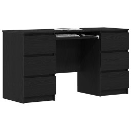 vidaXL Bureau Zwart Eiken Bewerkt hout 140 x 50 x 76 cm