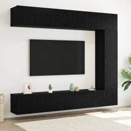 vidaXL Tv-meubelset 5 st Zwart Eiken Bewerkt hout