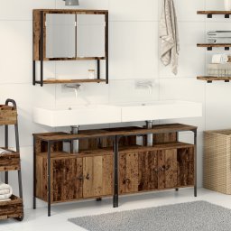 vidaXL Badkamermeubelset 3 st Bruin Bewerkt hout