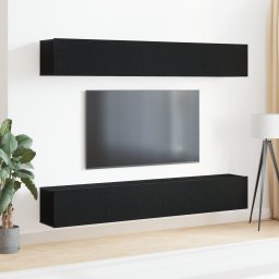 vidaXL Tv-meubelset 4 st Zwart Eiken Bewerkt hout