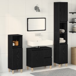 vidaXL Badkamermeubelset 3 st Zwart Eiken 30 x 30 x 180 cm