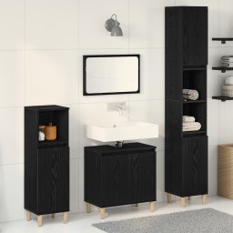 vidaXL Badkamermeubelset 3 st Zwart Eiken 30 x 30 x 180 cm