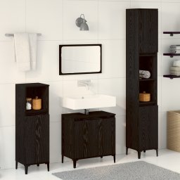 vidaXL Badkamermeubelset 3 st Zwart Eiken 30 x 30 x 180 cm