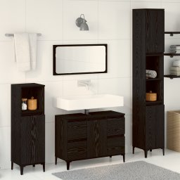 vidaXL Badkamermeubelset 3 st Zwart Eiken 30 x 30 x 180 cm