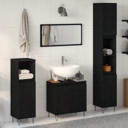 vidaXL Badkamermeubelset 3 st Zwart Eiken 30 x 30 x 190 cm