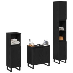 vidaXL Badkamermeubelset 3 st Zwart Eiken 30 x 30 x 190 cm