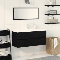 vidaXL Badkamertenk te kast Zwart Eiken 100 x 39 x 62 cm Bewerkt hout