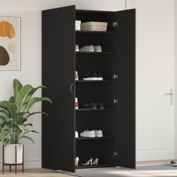 vidaXL Schoenenkast 80 x 35.5 x 180 cm Bewerkt hout Zwart