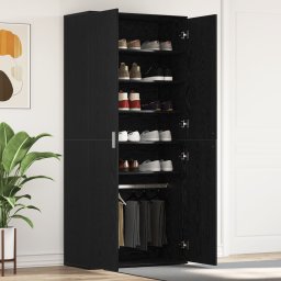 vidaXL Schoenenkast 80 x 39 x 178 cm Bewerkt hout Zwart Eiken