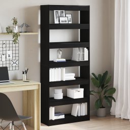 vidaXL Boekenkast 6-laags 80 x 30 x 198 cm Bewerkt hout Zwart Eiken