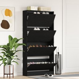 vidaXL Schoenenkast 80 x 21 x 163,5 cm Bewerkt hout Zwart Eiken