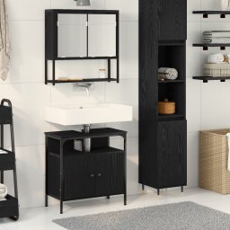 vidaXL Badkamermeubelset 2 st Zwart Bewerkt hout