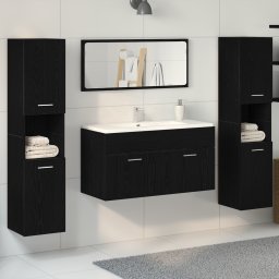 vidaXL Badkamermeubelset 4 st Zwart Eiken 90 x 38,5 x 46 cm