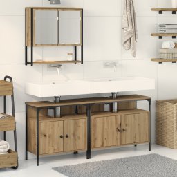 vidaXL Badkamermeubelset 3 st Bruin Bewerkt hout