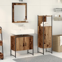 vidaXL Badkamermeubelset 3 st Bruin 33 x 33 x 102,5 cm Bewerkt hout