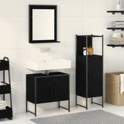 vidaXL Badkamermeubelset 3 st Zwart 33 x 33 x 102,5 cm Bewerkt hout
