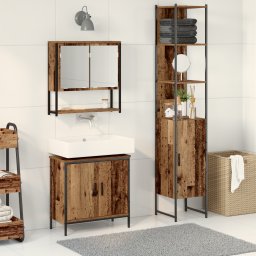 vidaXL Badkamermeubelset 3 st Bruin Bewerkt hout