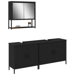 vidaXL Badkamermeubelset 3 st Zwart 80 x 30 x 60 cm Bewerkt hout